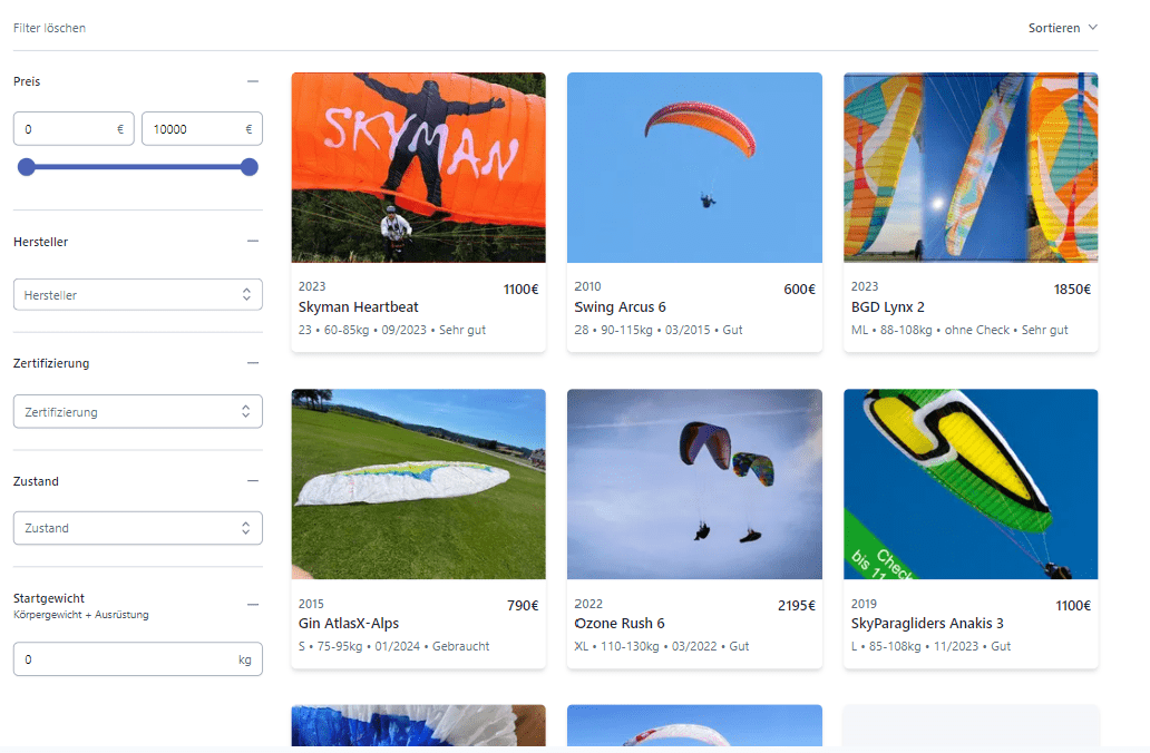Filtermöglichkeiten buynfly
