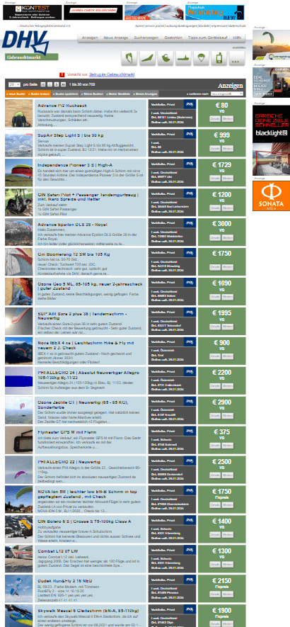 Mobile Ansicht DHV Gebrauchtmarkt